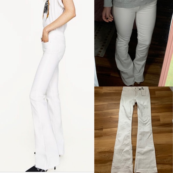Zara Denim - NWT Zara white skinny flare raw hem jeans 0 2
